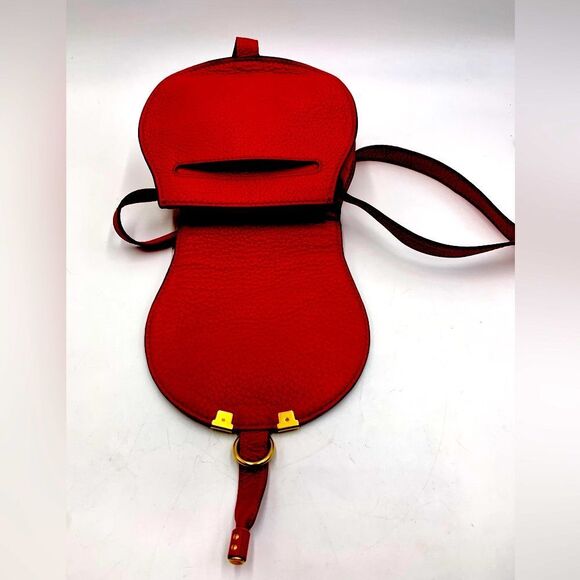 Auth Chloe Mini Marcie Tulip Red Crossbody Saddle Bag Preloved Excellent - Picture 6 of 16